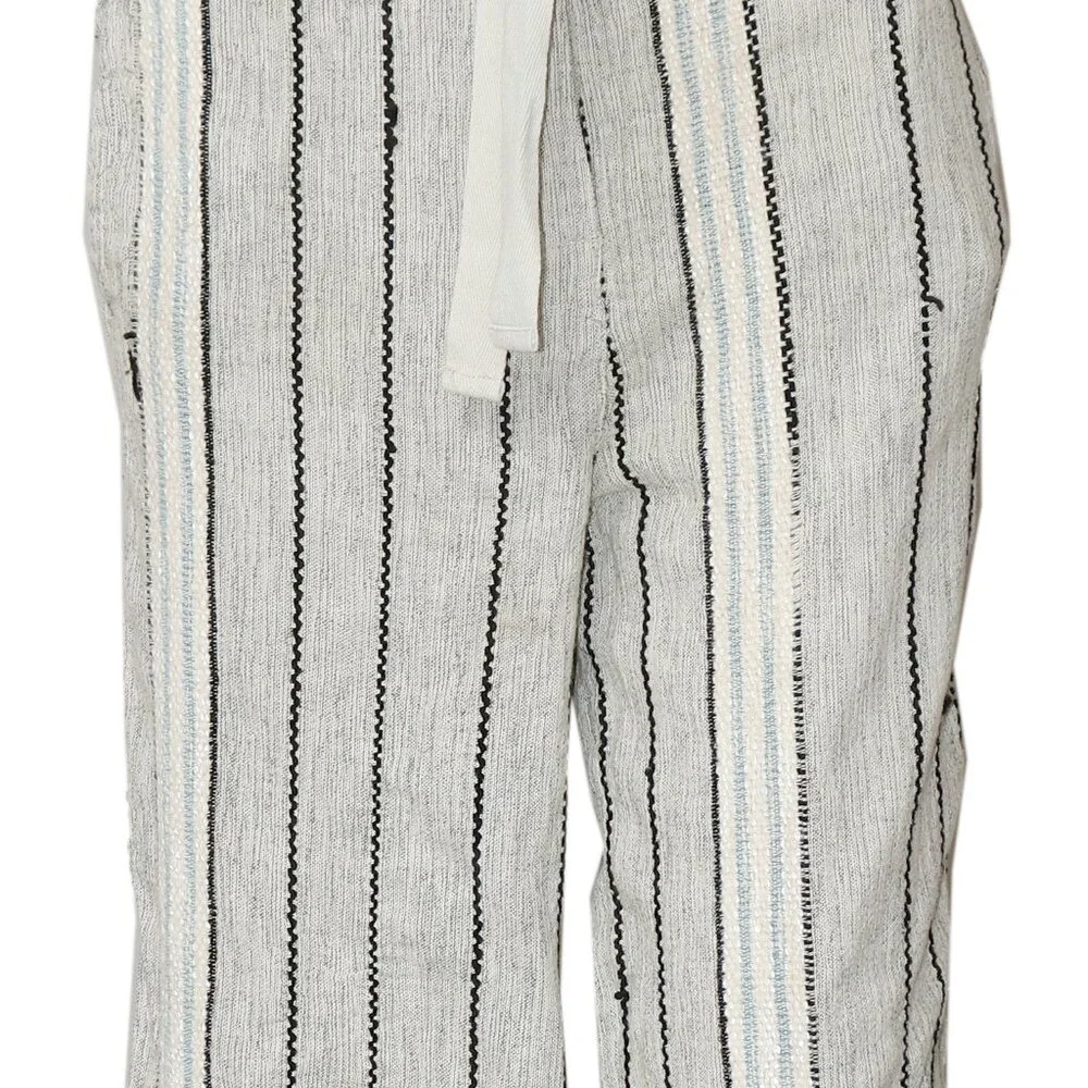 Free People Take Me To Paris Stripe Printed Pants Pocket Pull On Gray New M